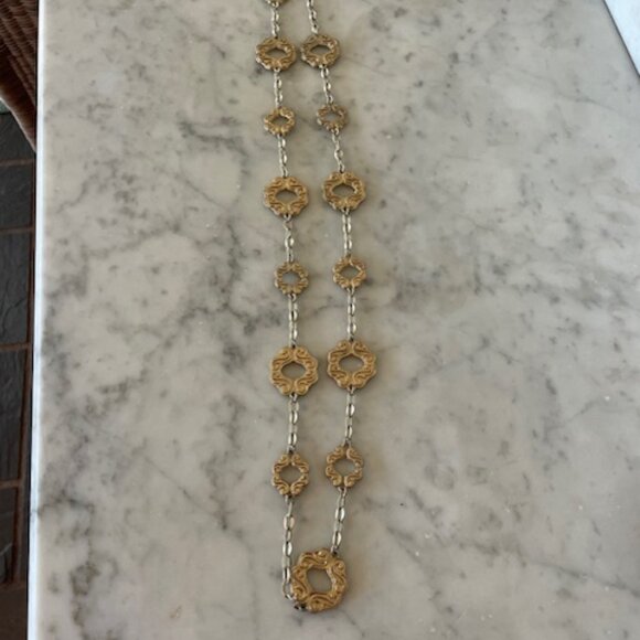 LIA SOPHIA Gold Tone Etched Link Long Necklace Vintage Retired - Picture 5 of 13